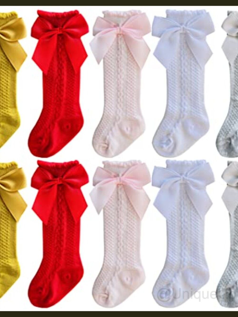 Baby Girls Knee-High Bow Socks Cotton Knit Tube Socks
